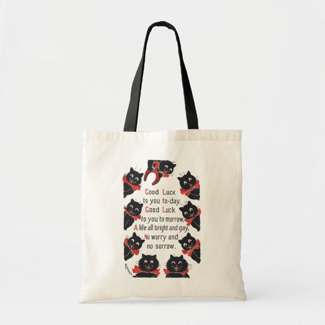 Bolso De Tela Gatos de la Buena Suerte, Louis Wain (Frente)