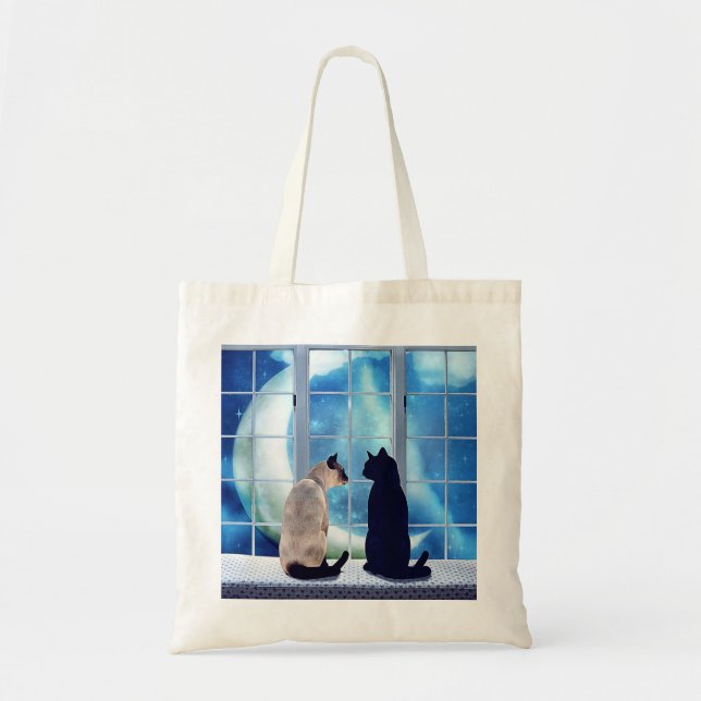 Bolso De Tela Gatos de la ventana (Frente)