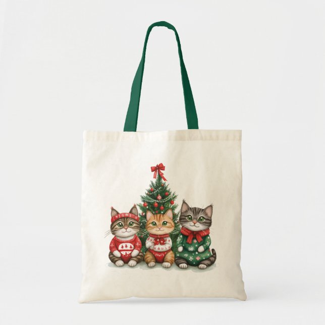 Bolso De Tela Gatos de Navidades cortos (Frente)