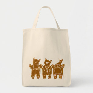 Bolso De Tela Gatos de pan de jengibre - Mano pintada
