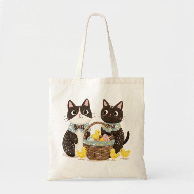 Bolso De Tela Gatos de Pascua Cesta de Pascua Bebés (Frente)