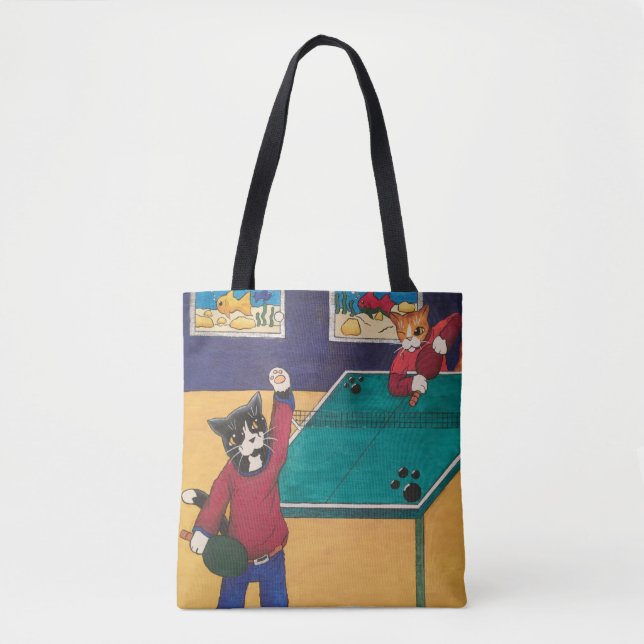 Bolso De Tela Gatos de tenis de mesa (Anverso)