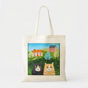 Bolso De Tela Gatos del Campo Naranja Atigrado Esmoquin Arte Pop