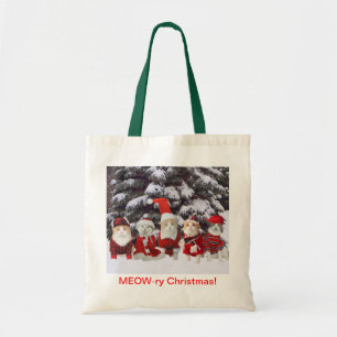 Bolso De Tela Gatos divertidos del navidad