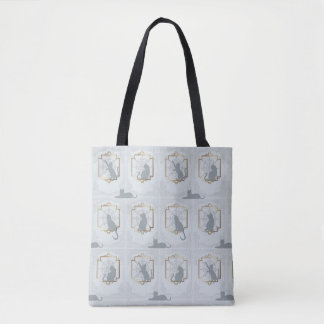 Bolso De Tela Gatos Elegantes Art Déco - Gris Claro
