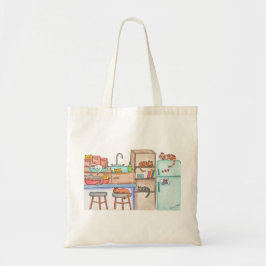 Bolso De Tela Gatos en la Cocina