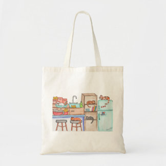 Bolso De Tela Gatos en la Cocina