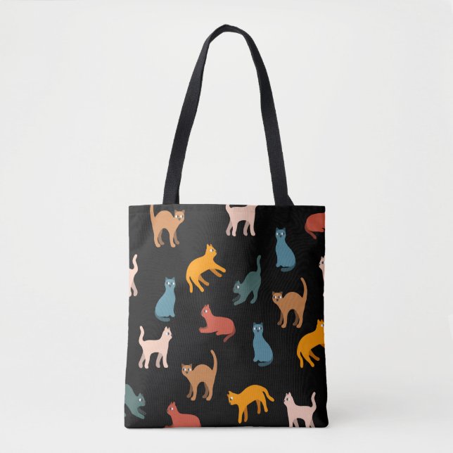 Bolso De Tela Gatos en negro (Anverso)