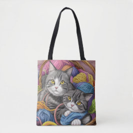 Bolso De Tela Gatos en una canasta