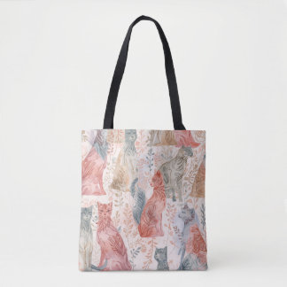 Bolso De Tela Gatos Estampados