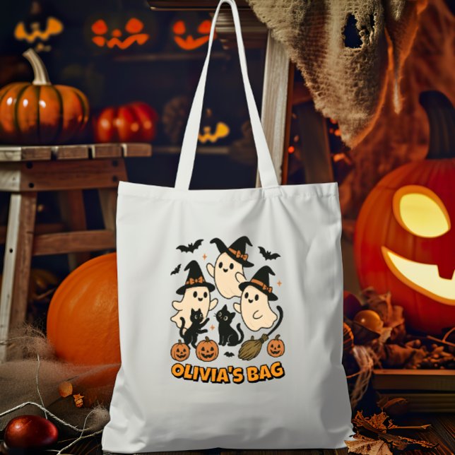 Bolso De Tela Gatos fantasma retro de brujería Personalizados en (Subido por el creador)