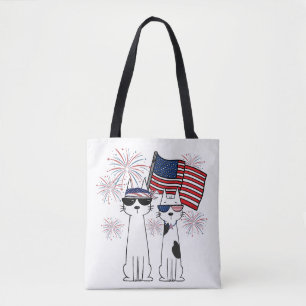 Bolso De Tela Gatos geniales patrióticos