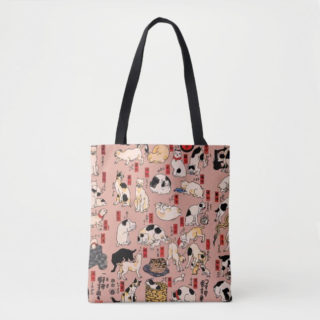 Bolso De Tela gatos japoneses Ukiyo-e Funny kitty (Anverso)