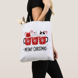Bolso De Tela Gatos Meowy Navidad Cacao Caliente Caña de Caramel