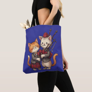 Bolso De Tela Gatos naranjas tocando gaitas y llevando cuadros e