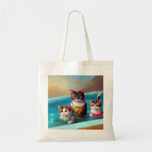 Bolso De Tela Gatos Natación