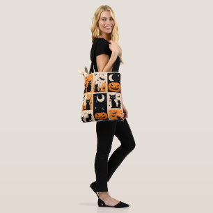 Bolso De Tela Gatos negros, calabazas y murciélagos para Hallowe