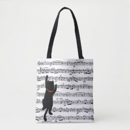 Bolso De Tela Gatos Negros En La Hoja Música Tota Bag