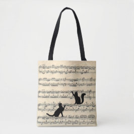 Bolso De Tela Gatos negros en la música de hojas