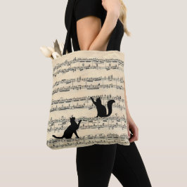 Bolso De Tela Gatos negros en la música de hojas