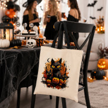 Gatos negros espeluznantes con calabazas de Hallow