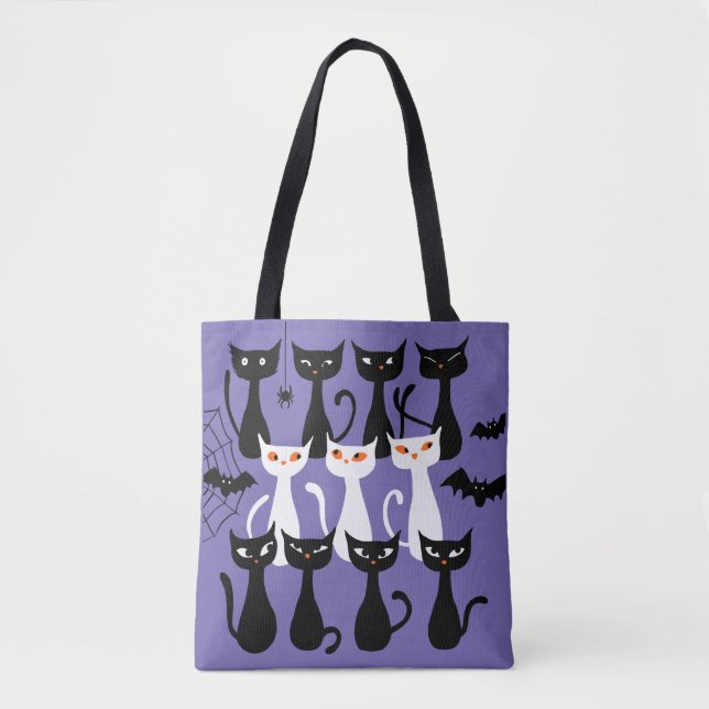 Bolso De Tela Gatos negros lindos y espeluznantes de Halloween m (Anverso)