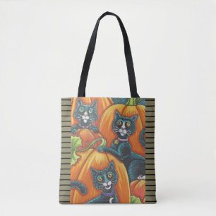 BOLSO DE TELA GATOS NEGROS, RATÓN, CHALETAS, TOTE DE HALLOWEEN H