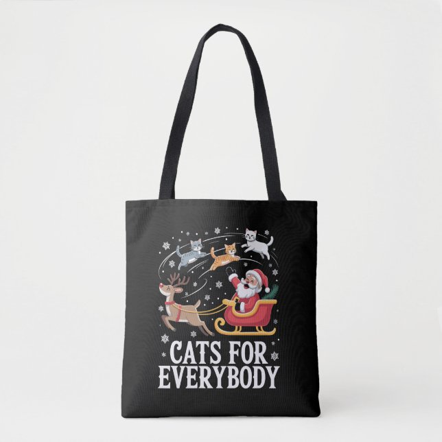 Bolso De Tela Gatos Para Todos Navidades Gato Gracioso Navidad S (Anverso)
