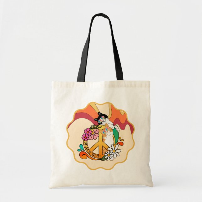 Bolso De Tela Gatos | Paz fuera (Frente)