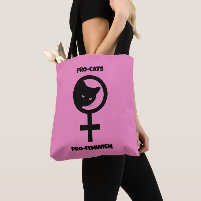 Bolso De Tela Gatos pro feminismo (Detalle)