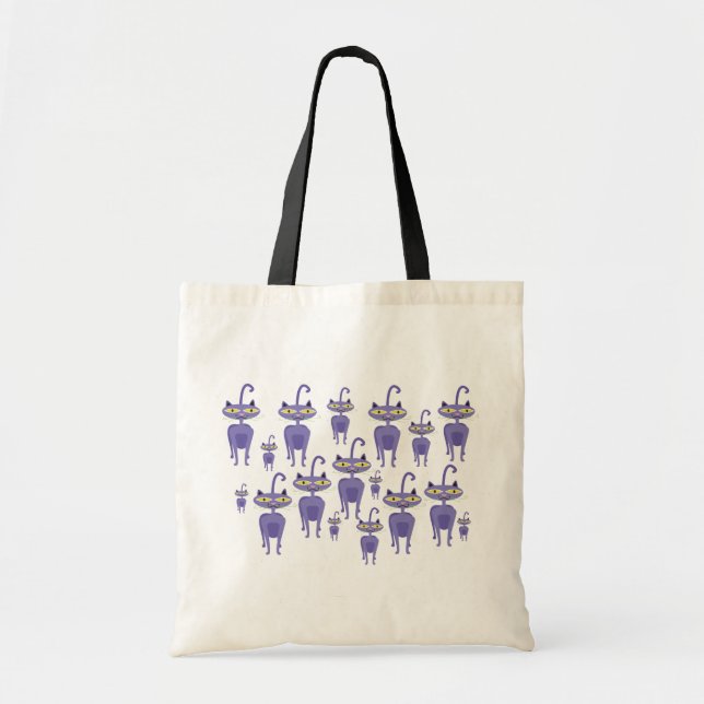 Bolso De Tela Gatos púrpuras (Frente)