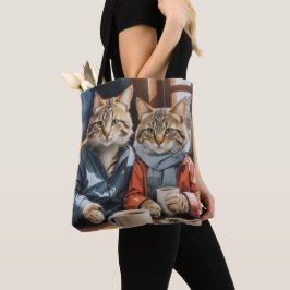 Bolso De Tela Gatos y café