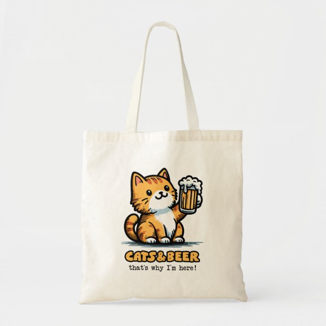 Bolso De Tela Gatos y cerveza 2 (Frente)