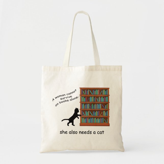 Bolso De Tela Gatos y libros (Frente)