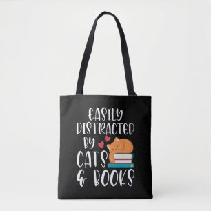 Bolso De Tela Gatos y libros adoran a Kitty adicto a Bookworm