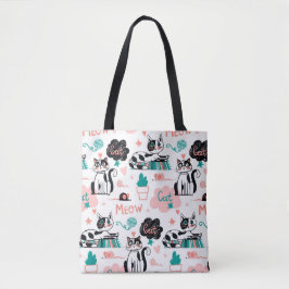 Bolso De Tela Gatos Y Palabras Cutos