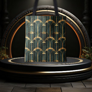 Bolso De Tela Gatsby Glamour Dorado y Verde