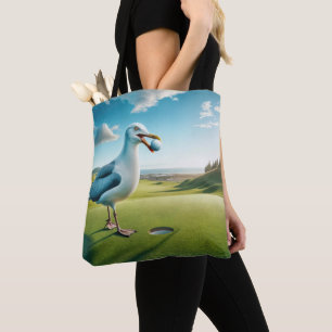Bolso De Tela Gaviota con una pelota de golf en su pico