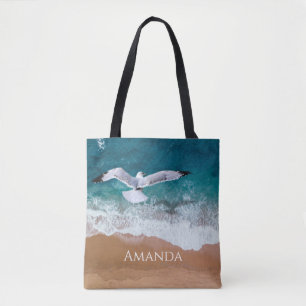Bolso De Tela Gaviota sobre la costa del mar