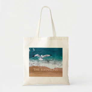 Bolso De Tela Gaviota sobre la costa del mar