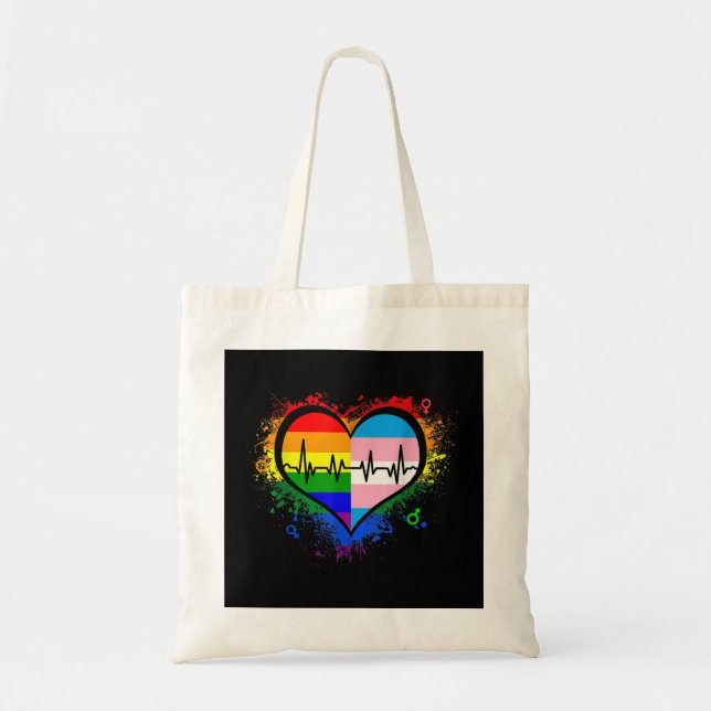 Bolso De Tela Gay Lesbian Gay Lesbiana LGBT Gay Heartbeat L (Frente)