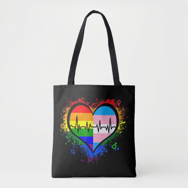 Bolso De Tela Gay Lesbian Gay Lesbiana LGBT Gay Heartbeat L (Anverso)