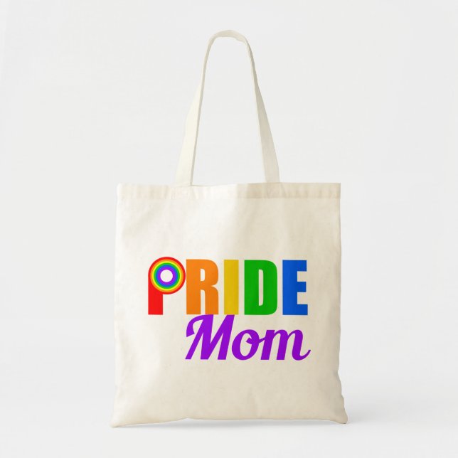 Bolso De Tela Gay Prige Mom Rainbow Text LGBTQ (Frente)