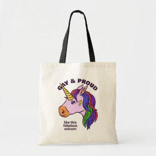 Bolso De Tela Gay Unicornio de texto personalizado