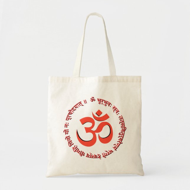 Bolso De Tela Gayatri Mantra "Om Bhur Bhuva Swah" (Frente)