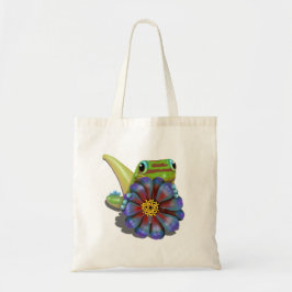 Bolso De Tela Gecko con flores de zinnia