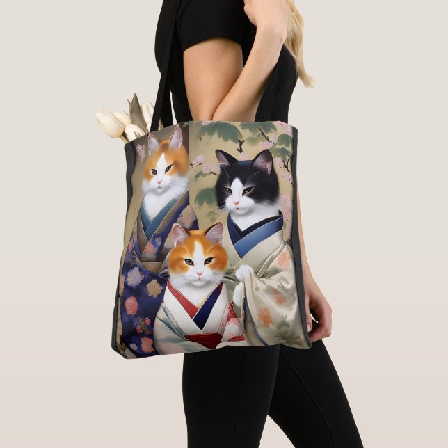 Bolso De Tela Geisha Cats (Detalle)