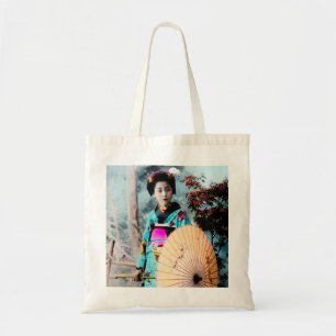 Bolso De Tela Geisha con un vintage de papel Japón del parasol