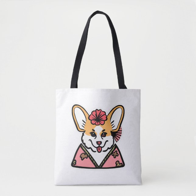 Bolso De Tela Geisha Corgi Dog Lover Welsh (Anverso)