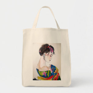 Bolso De Tela Geisha japonés con el kimono azul